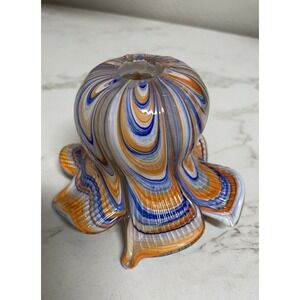 Vintage Blue Orange Swirl  Murano Art Glass‎ Chandelier Shade Pendant